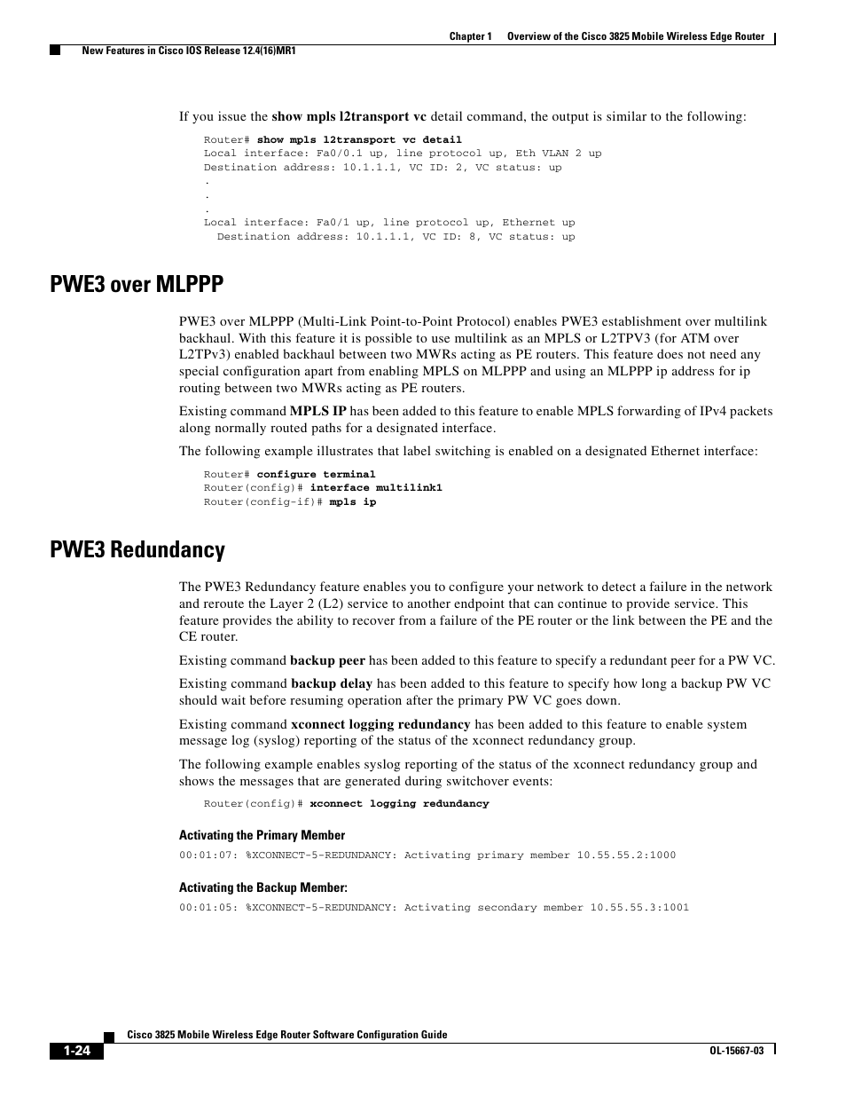 Pwe3 over mlppp, Pwe3 redundancy | Cisco 3825 User Manual | Page 34 / 358