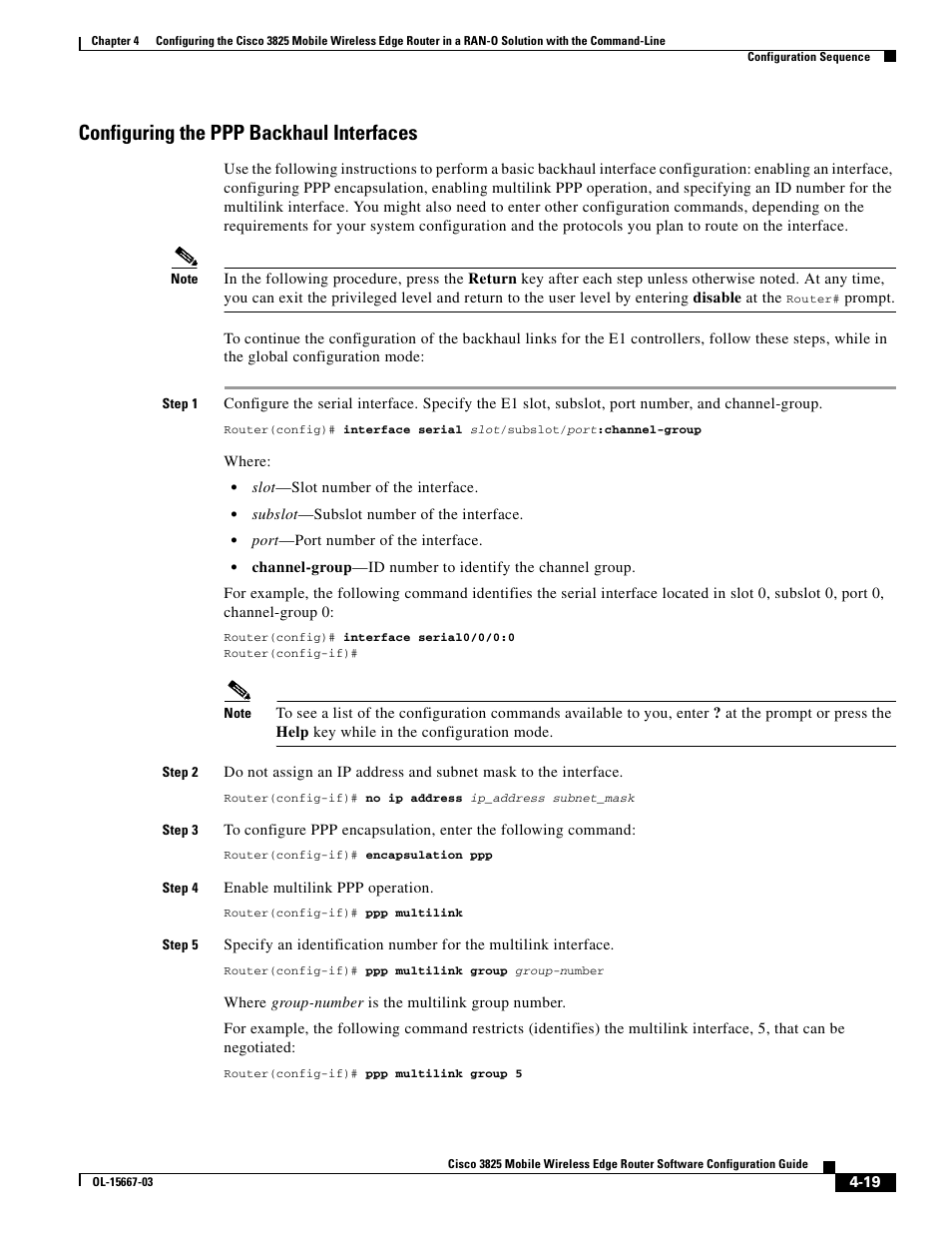 Configuring the ppp backhaul interfaces | Cisco 3825 User Manual | Page 77 / 358