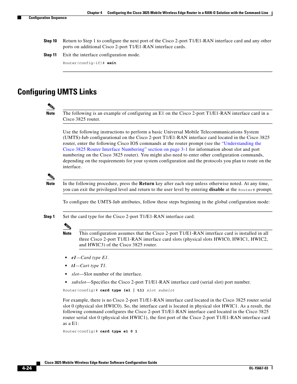 Configuring umts links | Cisco 3825 User Manual | Page 82 / 358