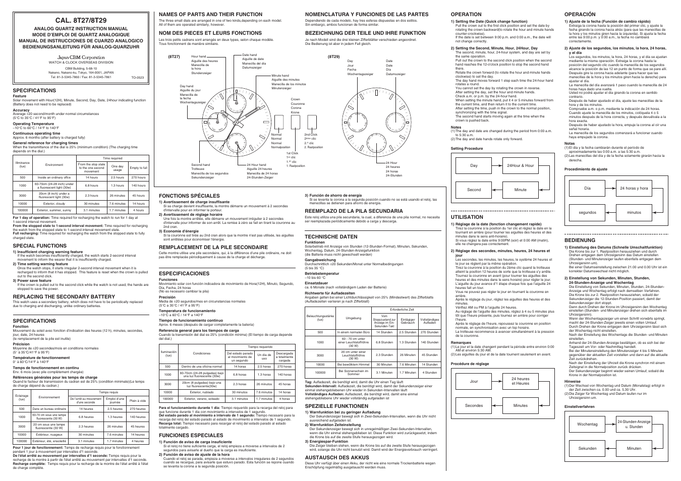 Q&Q QUARTZ 8T29 User Manual | 2 pages