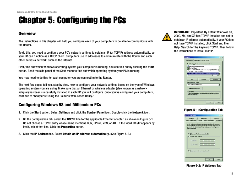 Chapter 5: configuring the pcs | Cisco WRV54G User Manual | Page 18 / 101