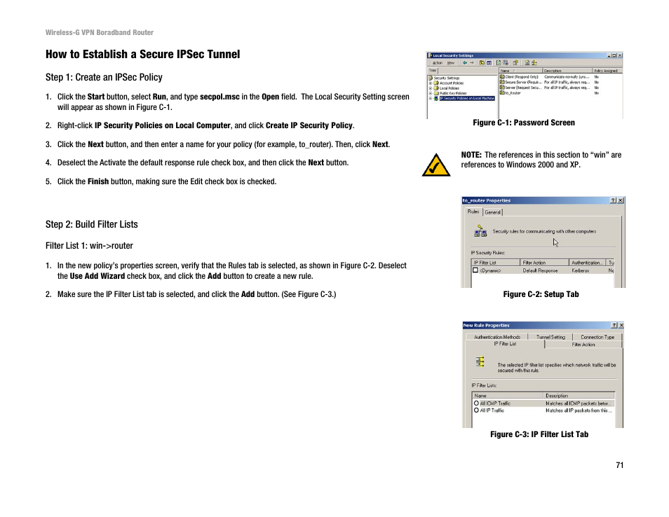 How to establish a secure ipsec tunnel | Cisco WRV54G User Manual | Page 75 / 101