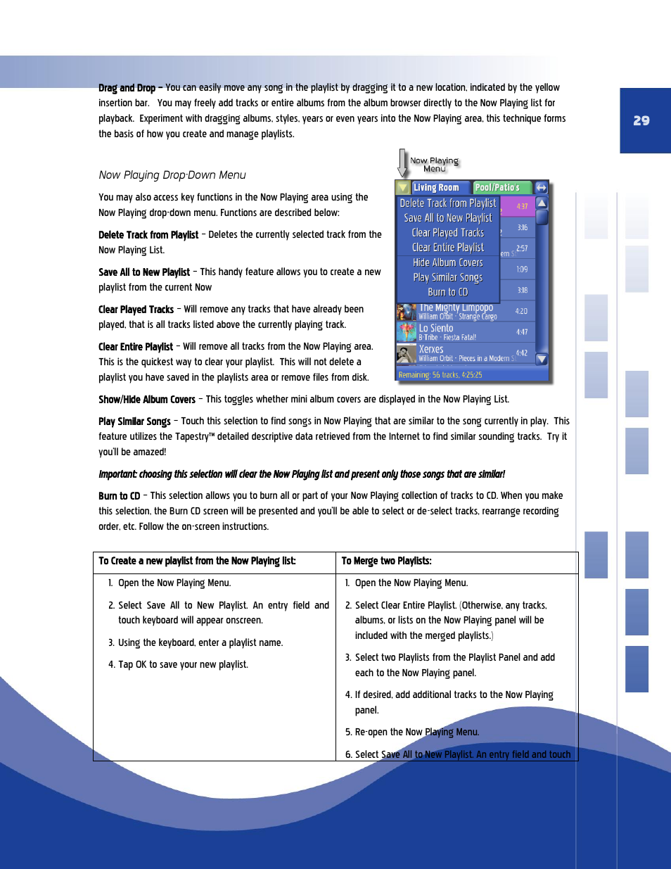 Now playing drop-down menu | Qsonix Qsonix User Manual | Page 29 / 56
