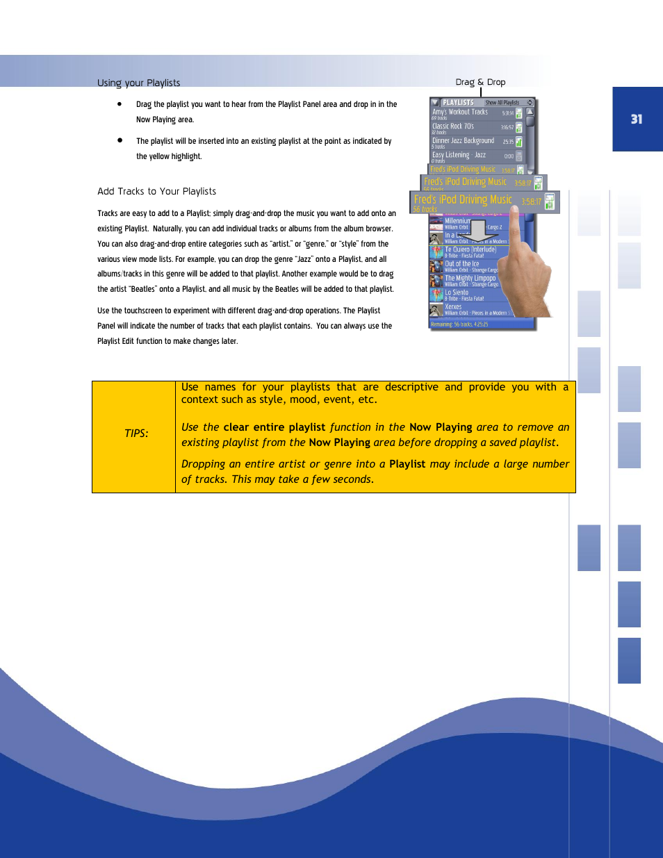 Using your playlists add tracks to your playlists | Qsonix Qsonix User Manual | Page 31 / 56