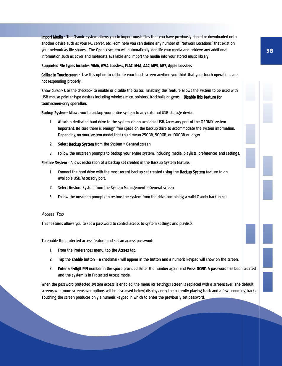 Access tab | Qsonix Qsonix User Manual | Page 38 / 56