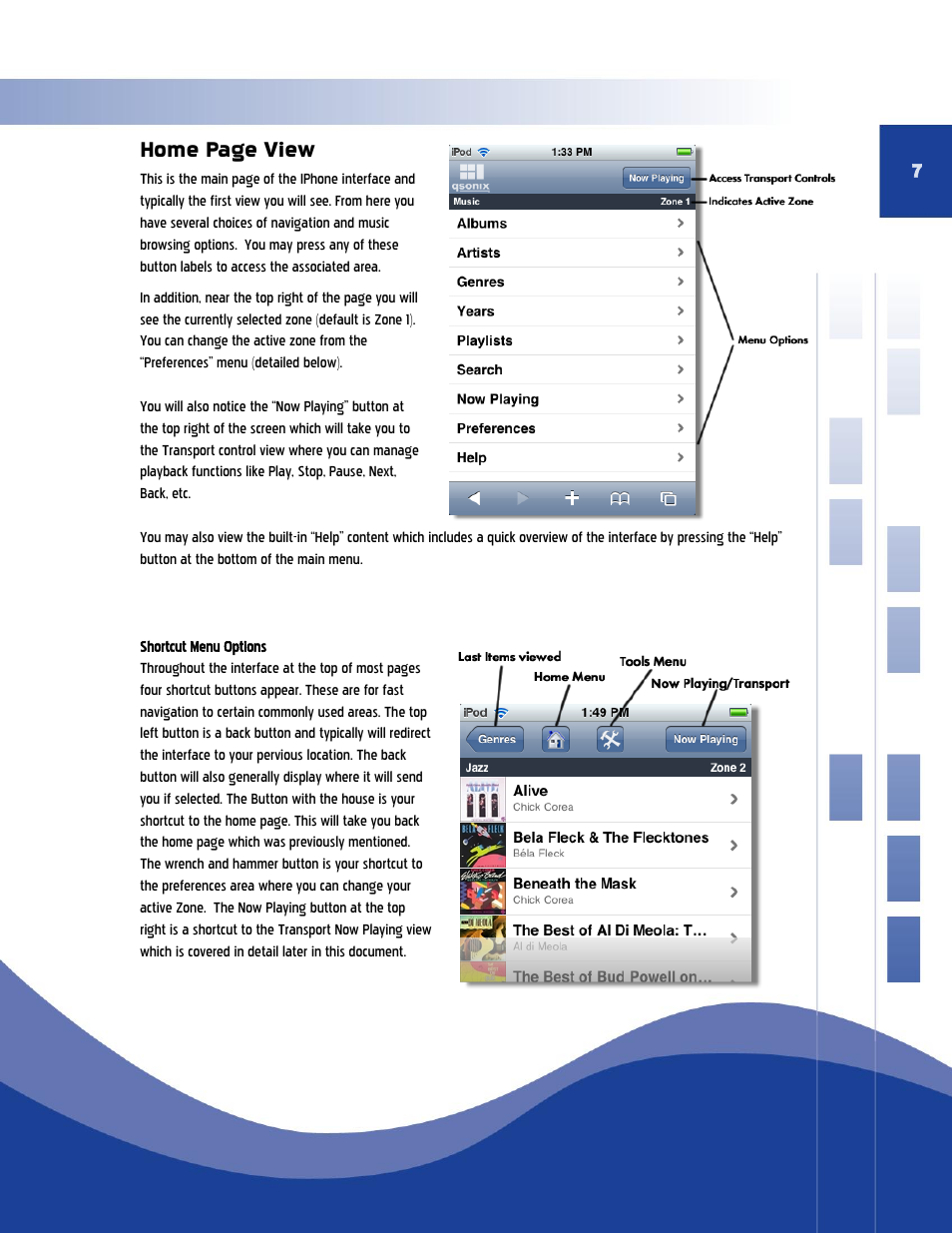 Home page view | Qsonix iPad/iPhone Addendum User Manual | Page 7 / 15