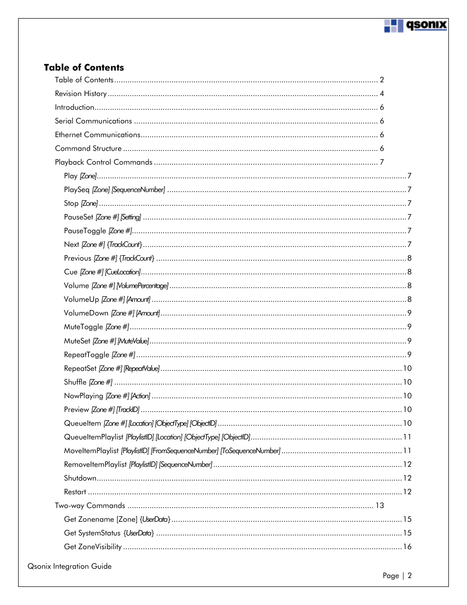 Qsonix Integration User Manual | Page 2 / 32