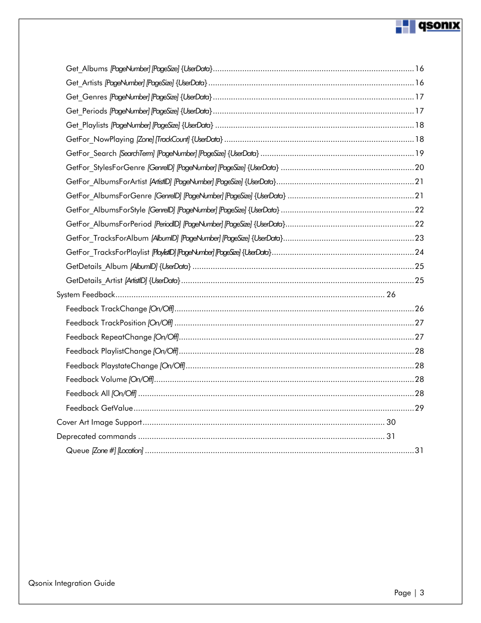 Qsonix Integration User Manual | Page 3 / 32