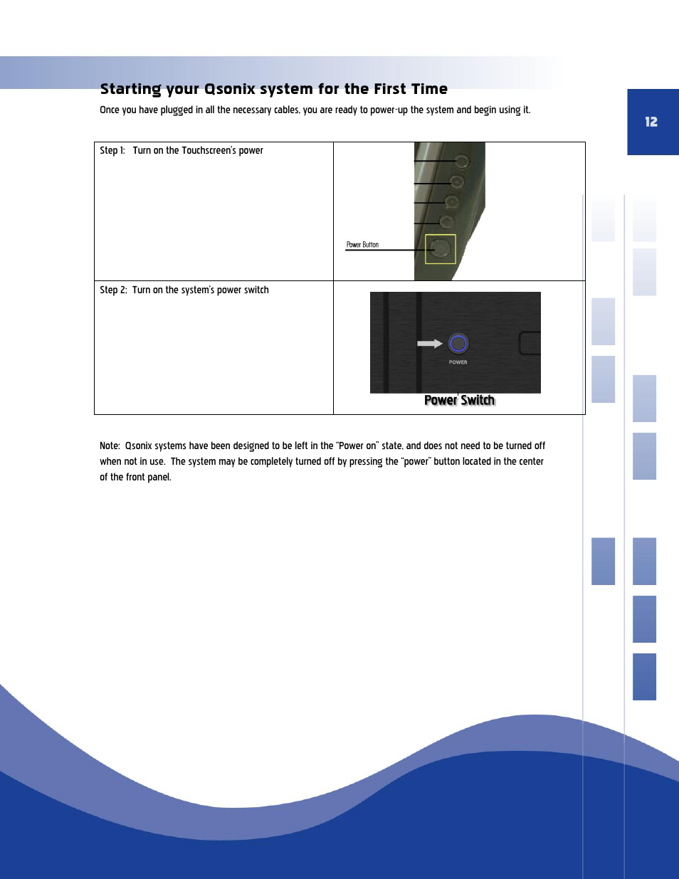 Starting your qsonix system for the first time | Qsonix Q110 User Manual | Page 12 / 62