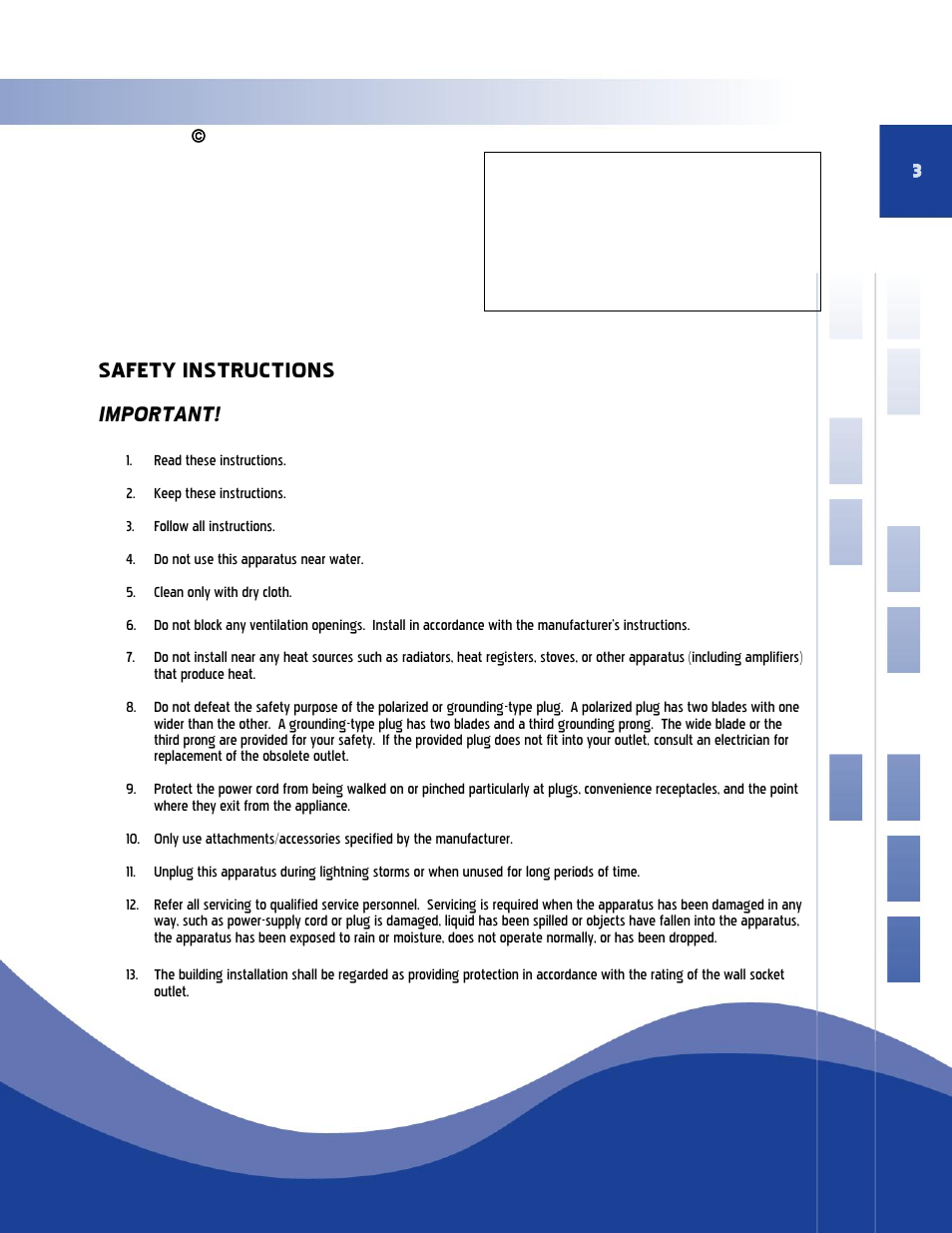 Safety instructions important | Qsonix Q110 User Manual | Page 3 / 62