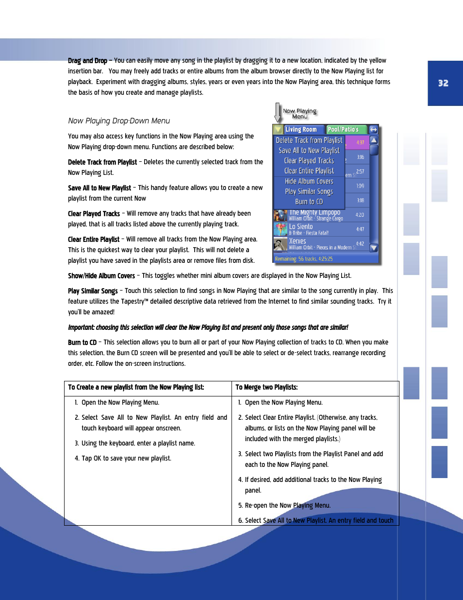 Now playing drop-down menu | Qsonix Q110 User Manual | Page 32 / 62