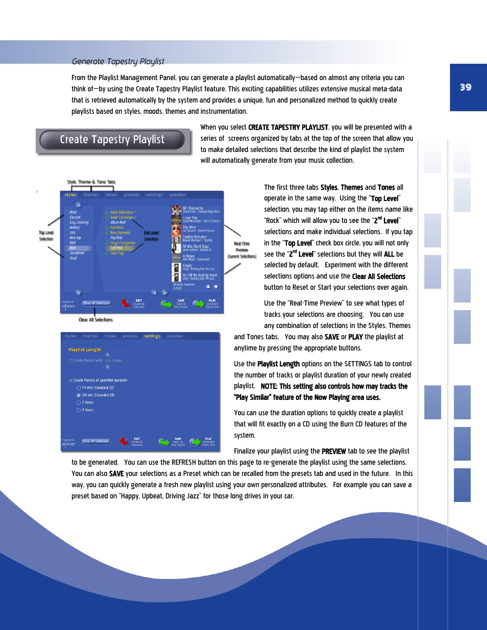 Generate tapestry playlist | Qsonix Q110 User Manual | Page 39 / 62