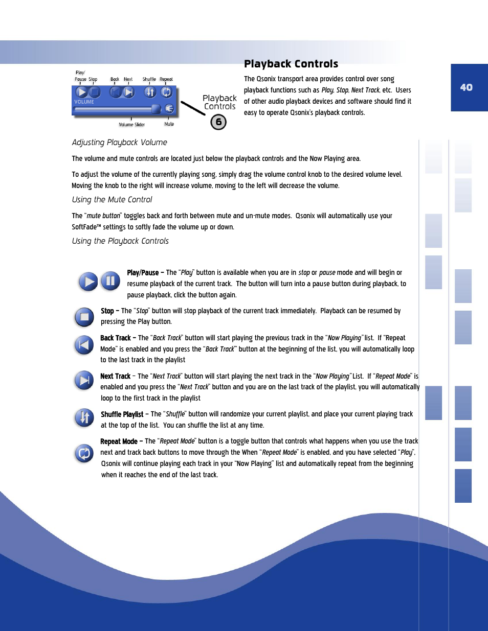 Playback controls | Qsonix Q110 User Manual | Page 40 / 62