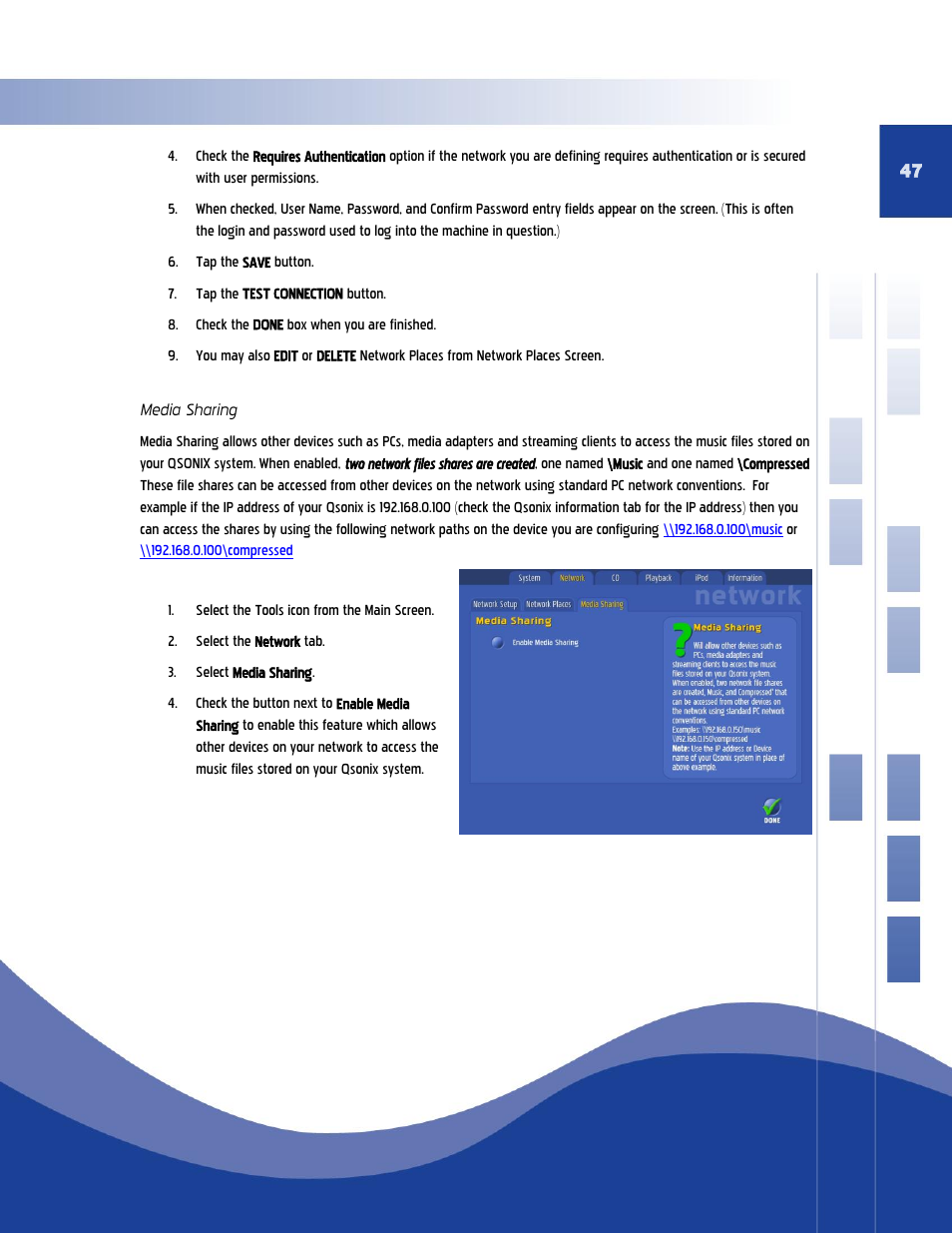 Media sharing | Qsonix Q110 User Manual | Page 47 / 62