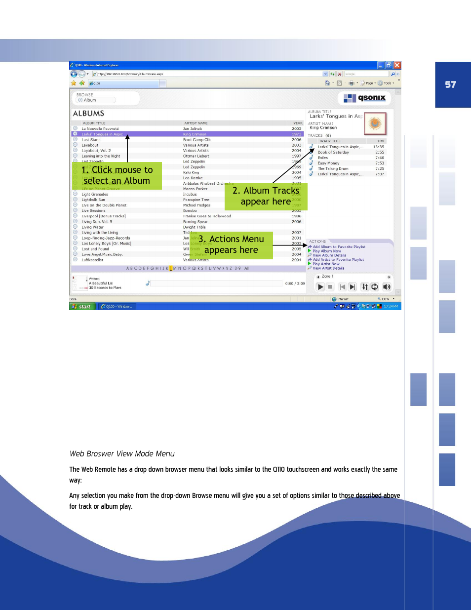 Web broswer view mode menu | Qsonix Q110 User Manual | Page 57 / 62