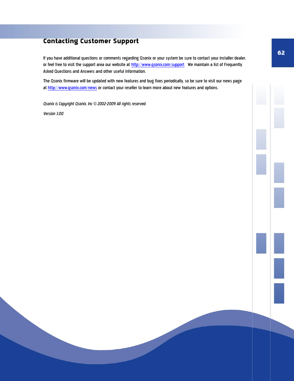 Contacting customer support | Qsonix Q110 User Manual | Page 62 / 62