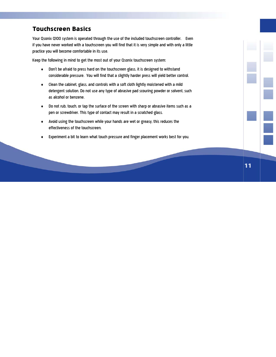 Chscreen basics | Qsonix Q100 System User Manual | Page 11 / 42