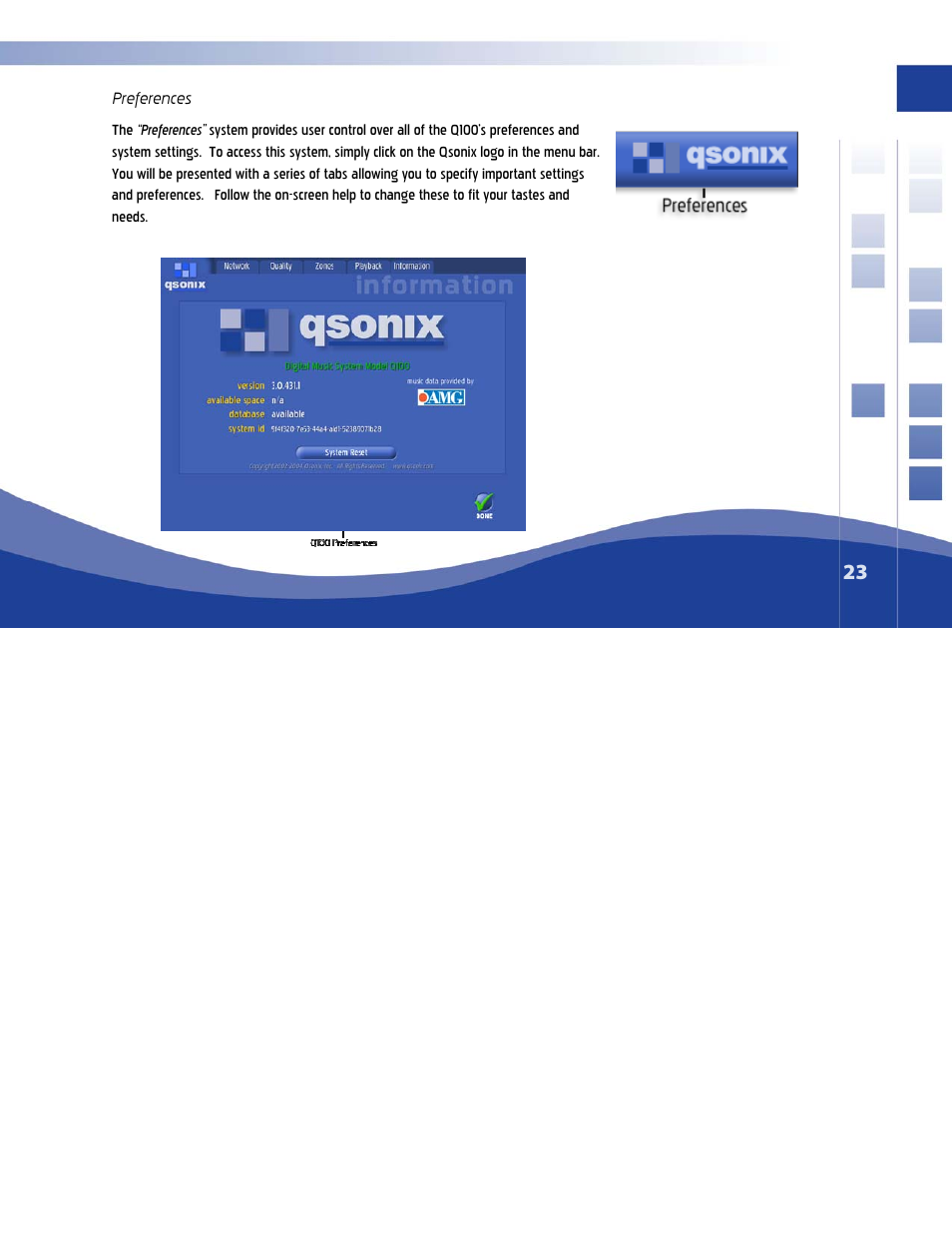 Preferences | Qsonix Q100 System User Manual | Page 23 / 42