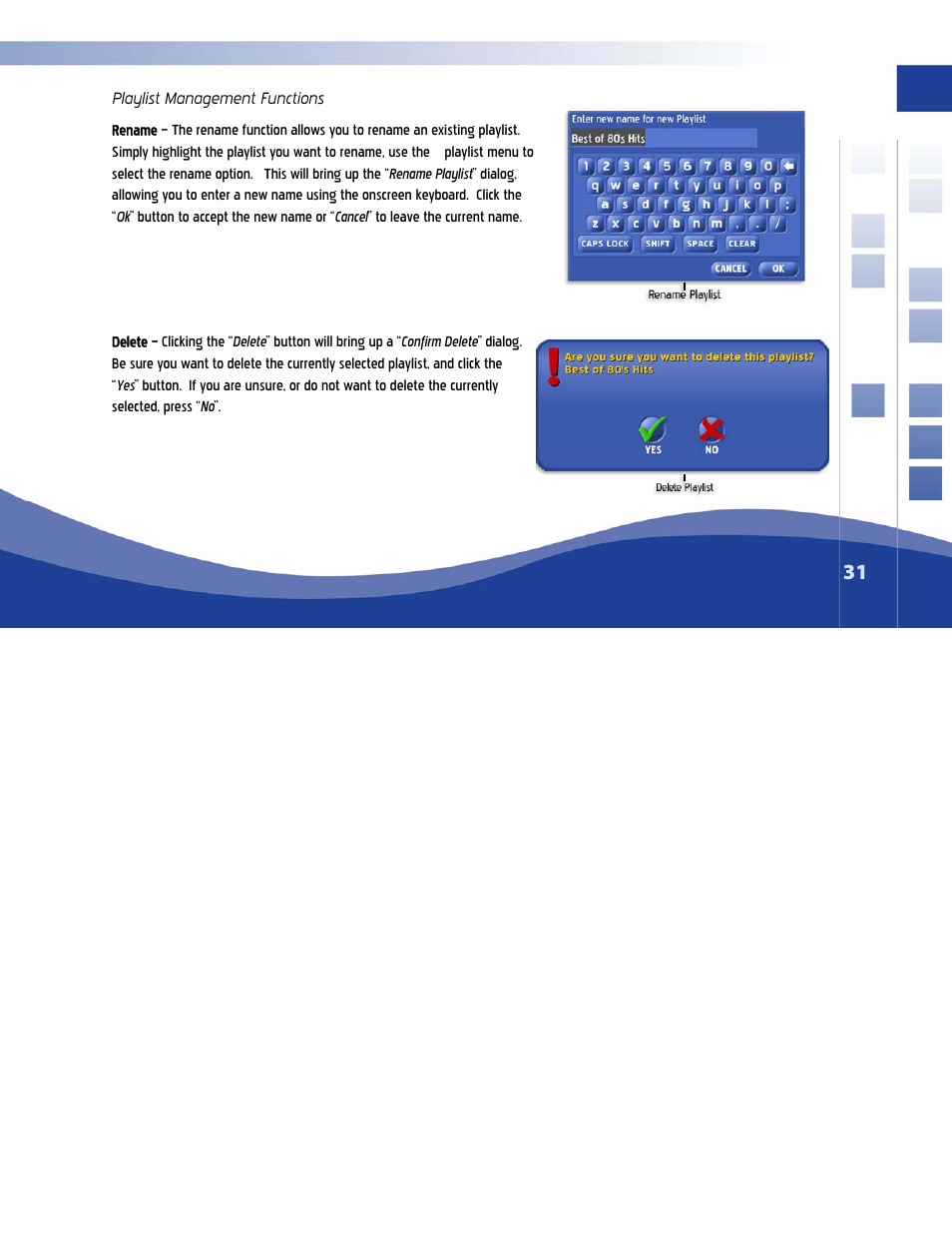 Playlist management functions | Qsonix Q100 System User Manual | Page 31 / 42
