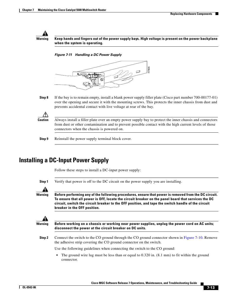 Installing a dc-input power supply, Figure 7-11 | Cisco 5500 User Manual | Page 13 / 18