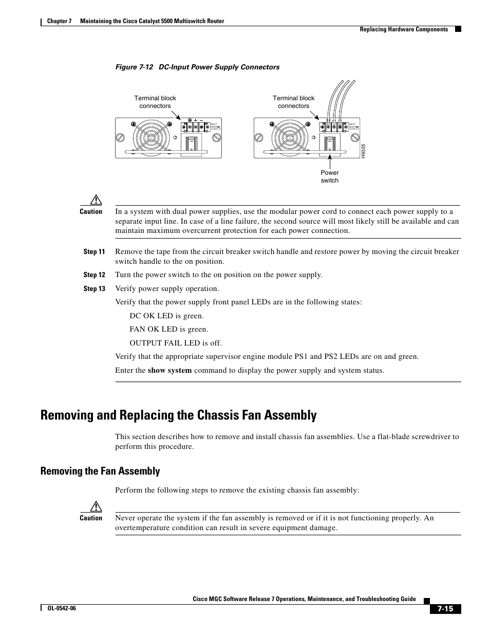 Removing and replacing the chassis fan assembly, Removing the fan assembly, Figure 7-12 | Cisco 5500 User Manual | Page 15 / 18