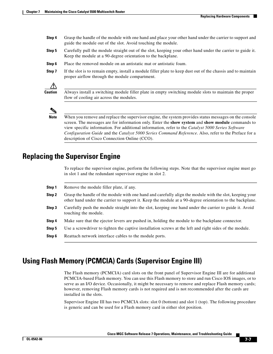 Replacing the supervisor engine | Cisco 5500 User Manual | Page 7 / 18