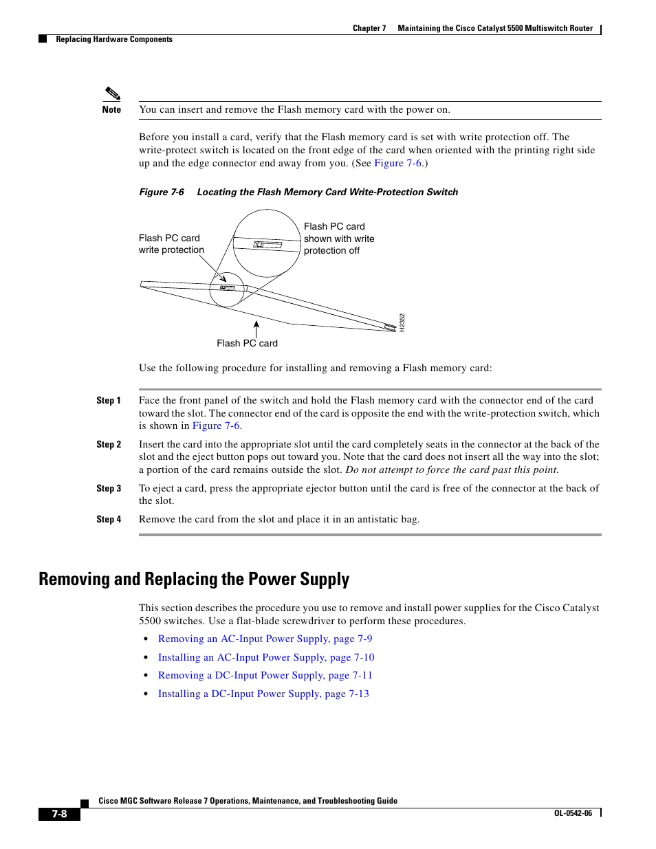 Removing and replacing the power supply | Cisco 5500 User Manual | Page 8 / 18