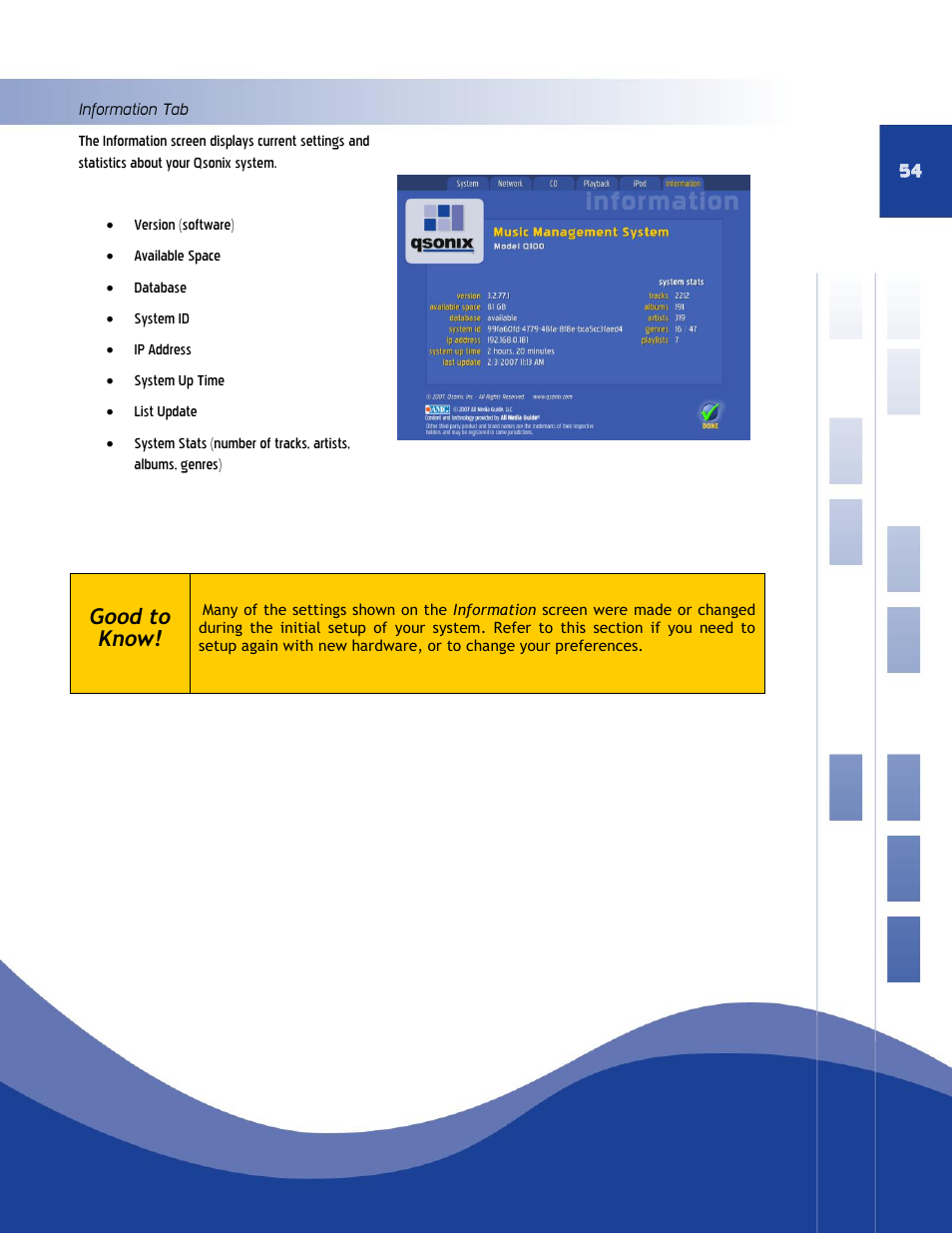 Information tab, Good to know | Qsonix QJB110 User Manual | Page 50 / 64