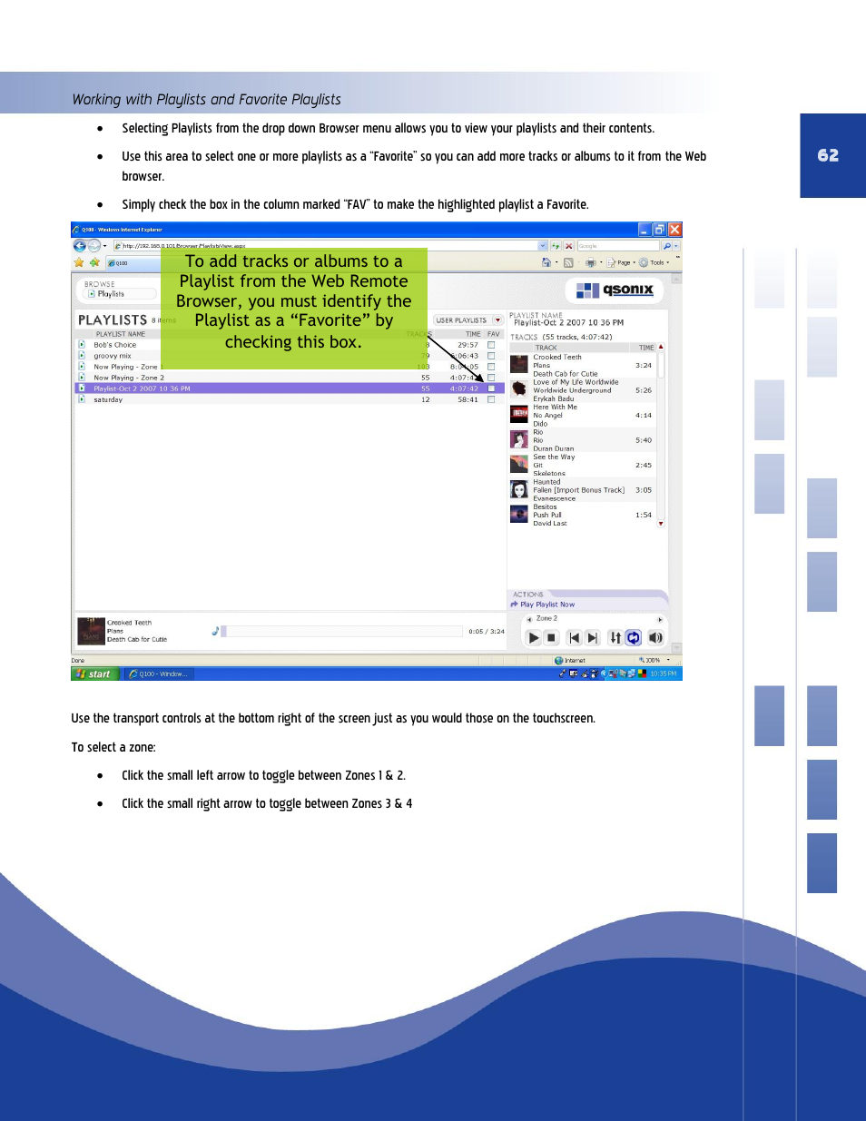 Working with playlists and favorite playlists | Qsonix QJB110 User Manual | Page 58 / 64