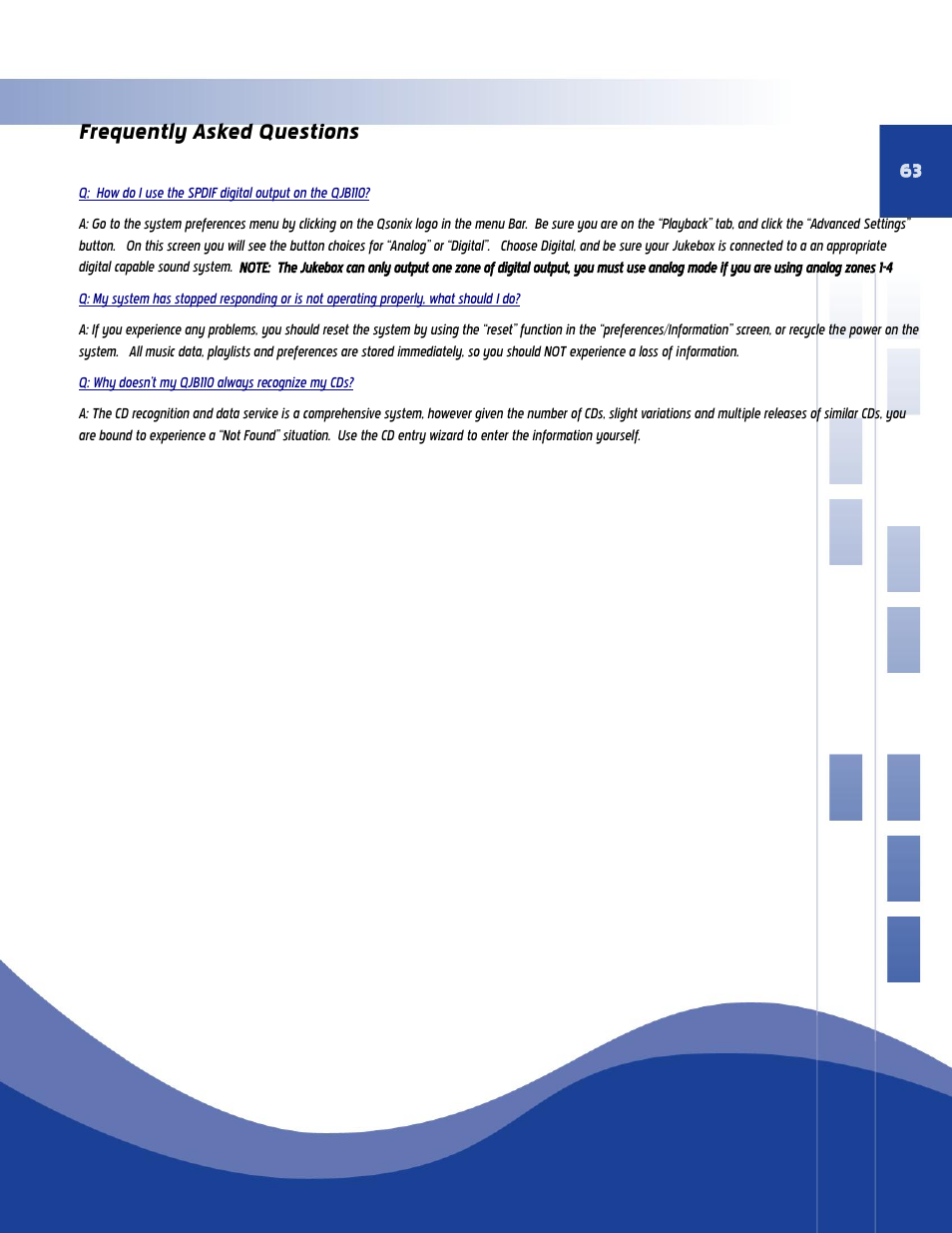 Frequently asked questions | Qsonix QJB110 User Manual | Page 59 / 64