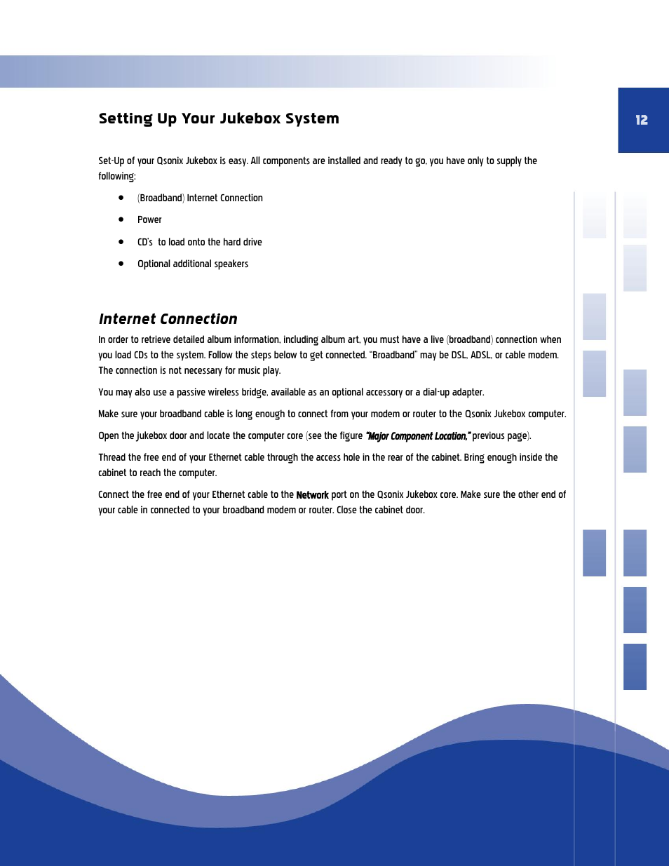 Setting up your jukebox system, Internet connection | Qsonix QJB110 User Manual | Page 8 / 64