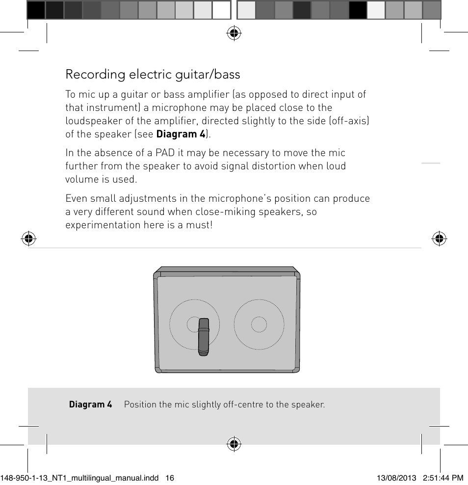 Recording electric guitar/bass | RODE Microphones NT1 User Manual | Page 16 / 208