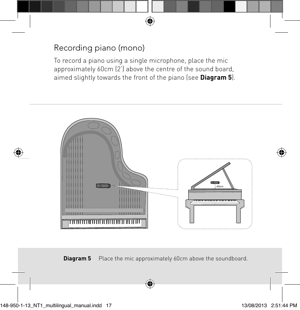 Recording piano (mono) | RODE Microphones NT1 User Manual | Page 17 / 208