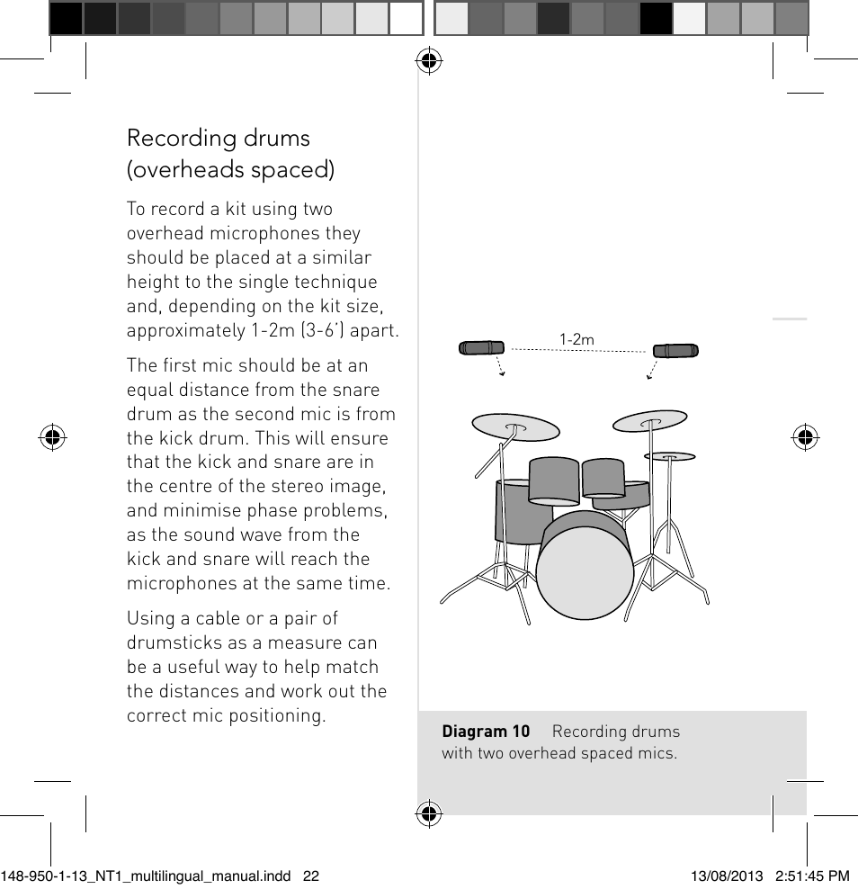 Recording drums (overheads spaced) | RODE Microphones NT1 User Manual | Page 22 / 208