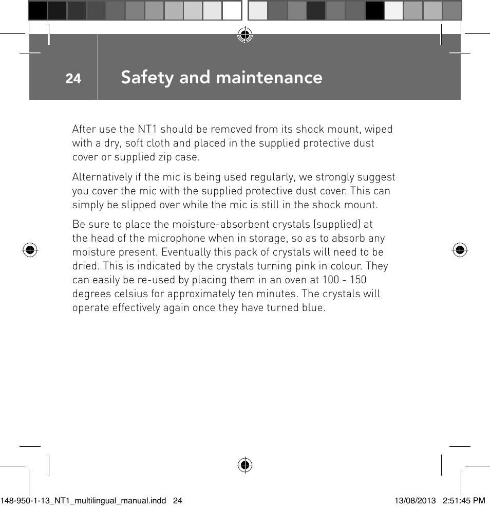 Safety and maintenance | RODE Microphones NT1 User Manual | Page 24 / 208