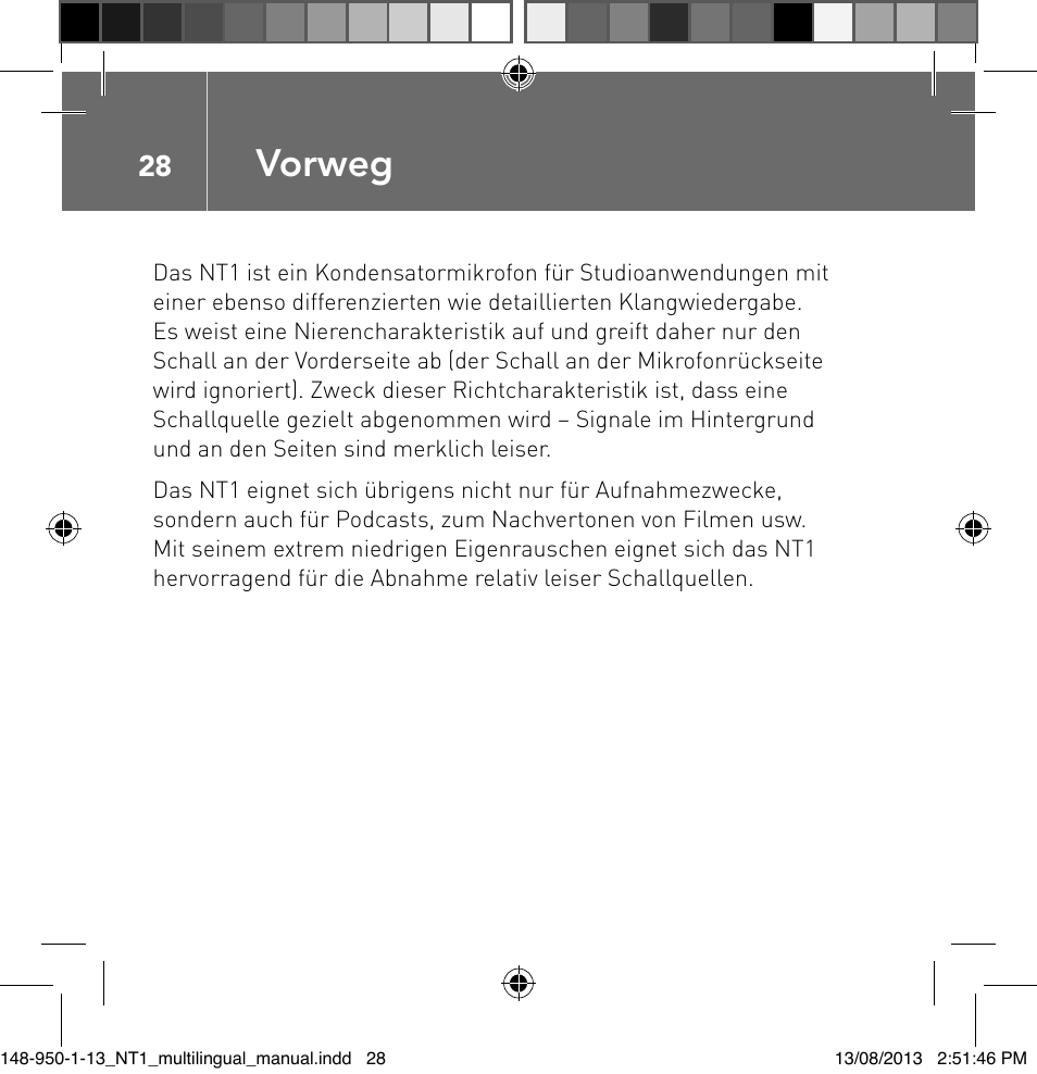 Vorweg | RODE Microphones NT1 User Manual | Page 28 / 208