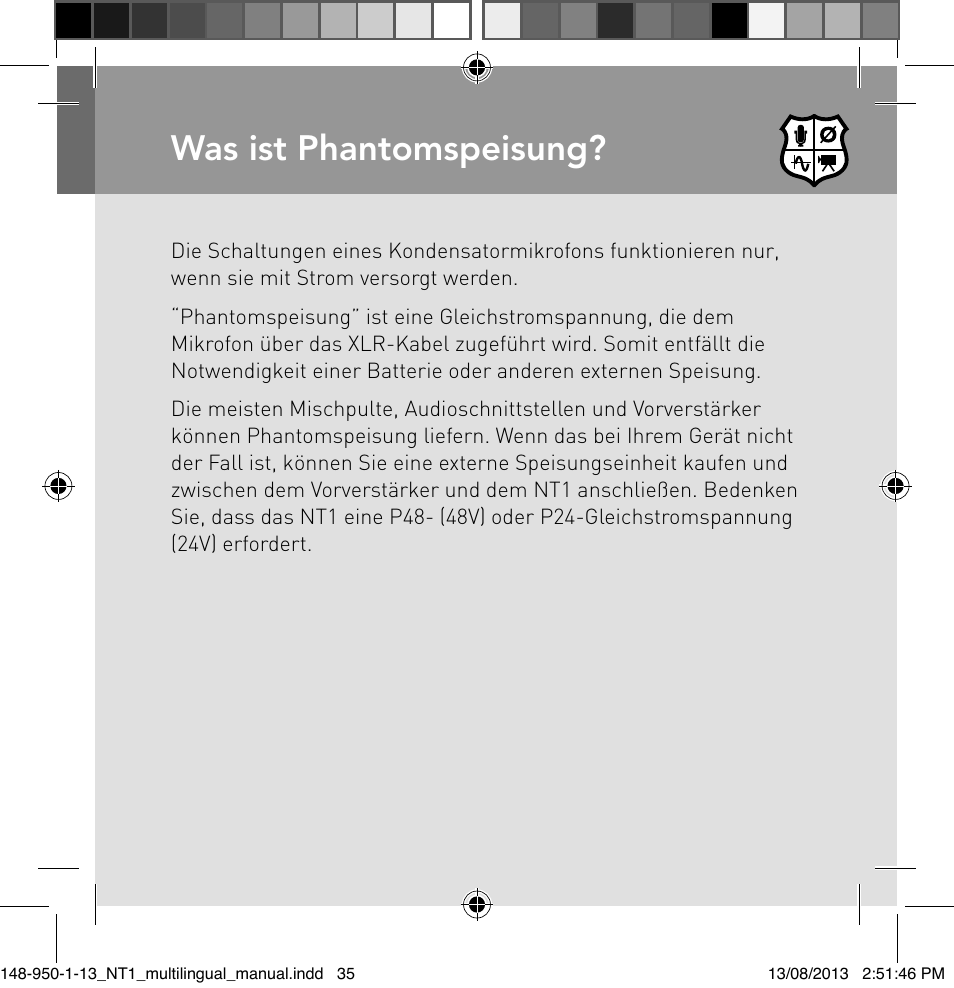 Was ist phantomspeisung | RODE Microphones NT1 User Manual | Page 35 / 208