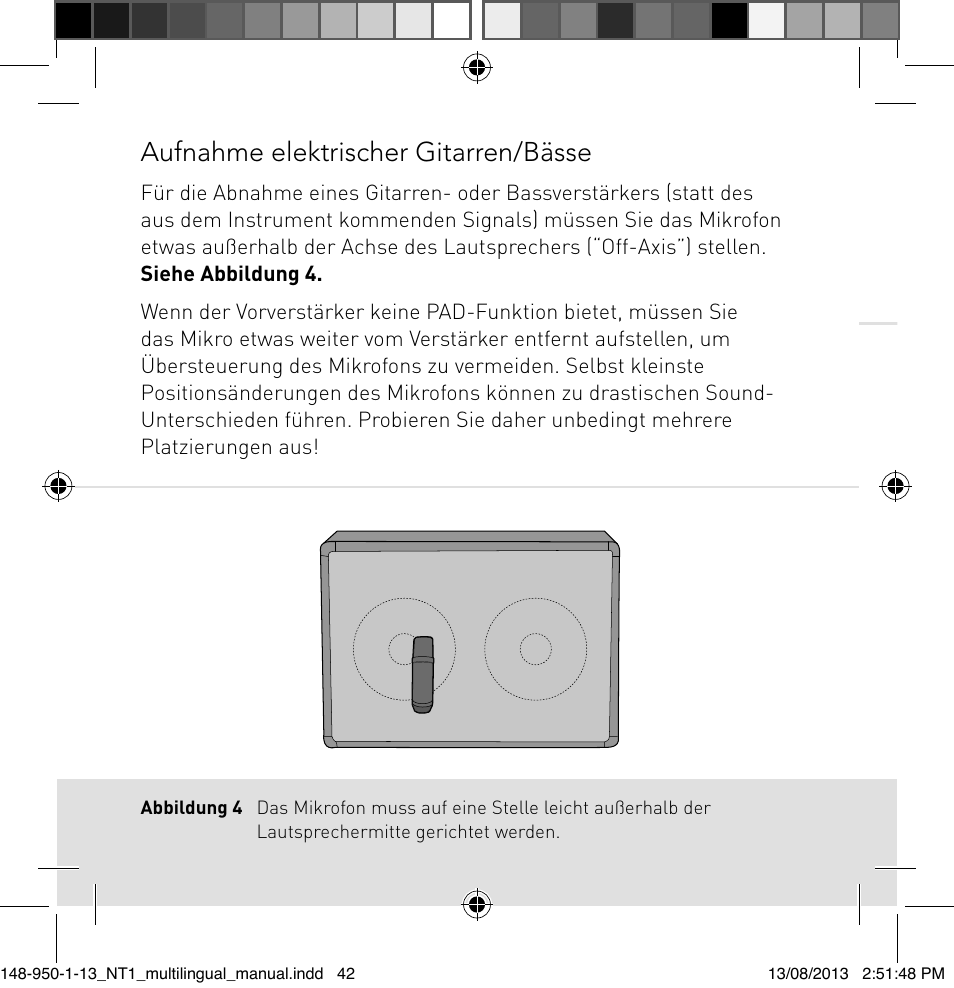 Aufnahme elektrischer gitarren/bässe | RODE Microphones NT1 User Manual | Page 42 / 208