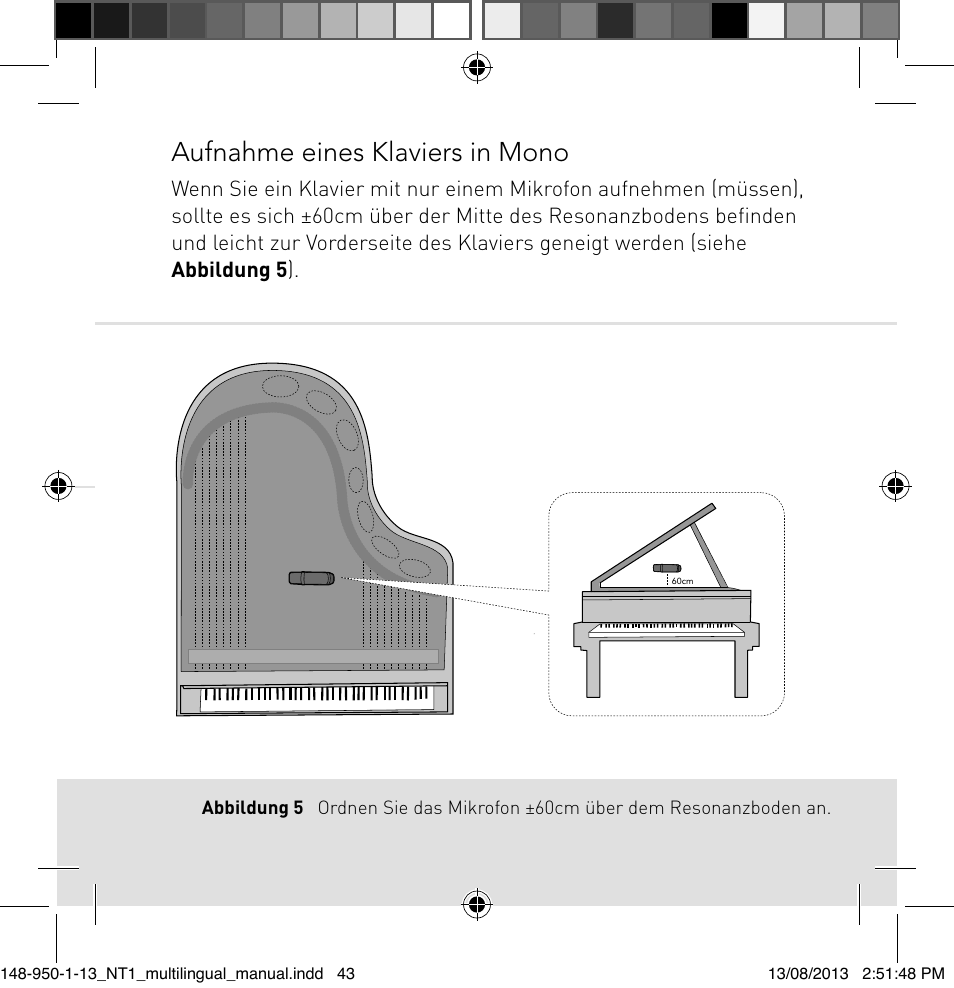 Aufnahme eines klaviers in mono | RODE Microphones NT1 User Manual | Page 43 / 208