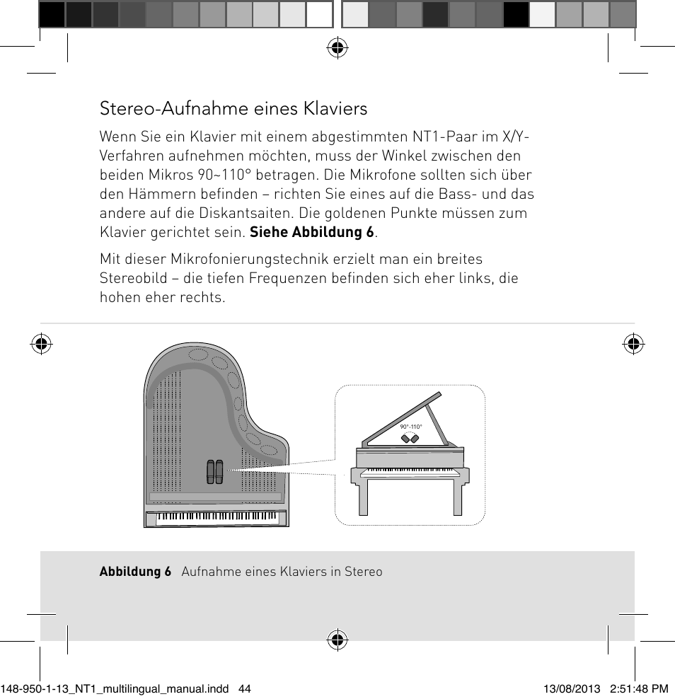 Stereo-aufnahme eines klaviers | RODE Microphones NT1 User Manual | Page 44 / 208