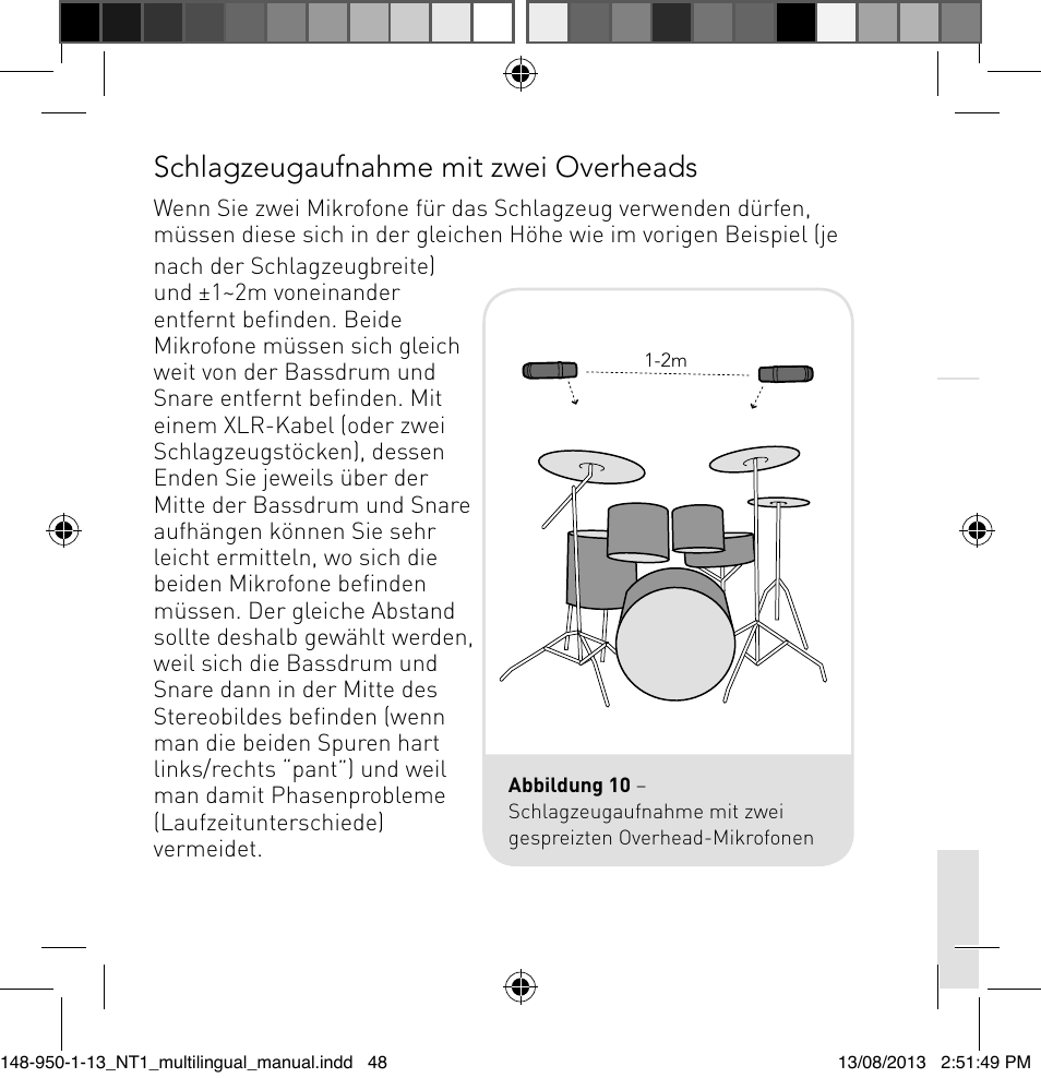Schlagzeugaufnahme mit zwei overheads | RODE Microphones NT1 User Manual | Page 48 / 208