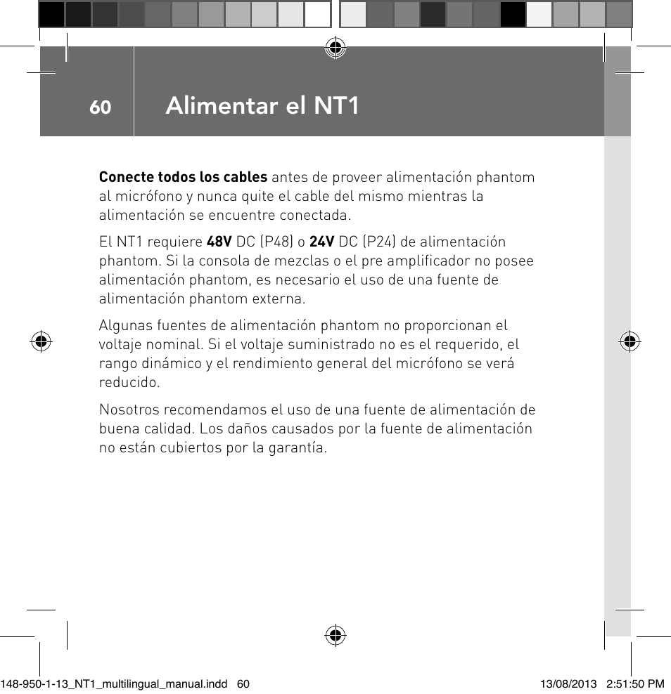 Alimentar el nt1 | RODE Microphones NT1 User Manual | Page 60 / 208