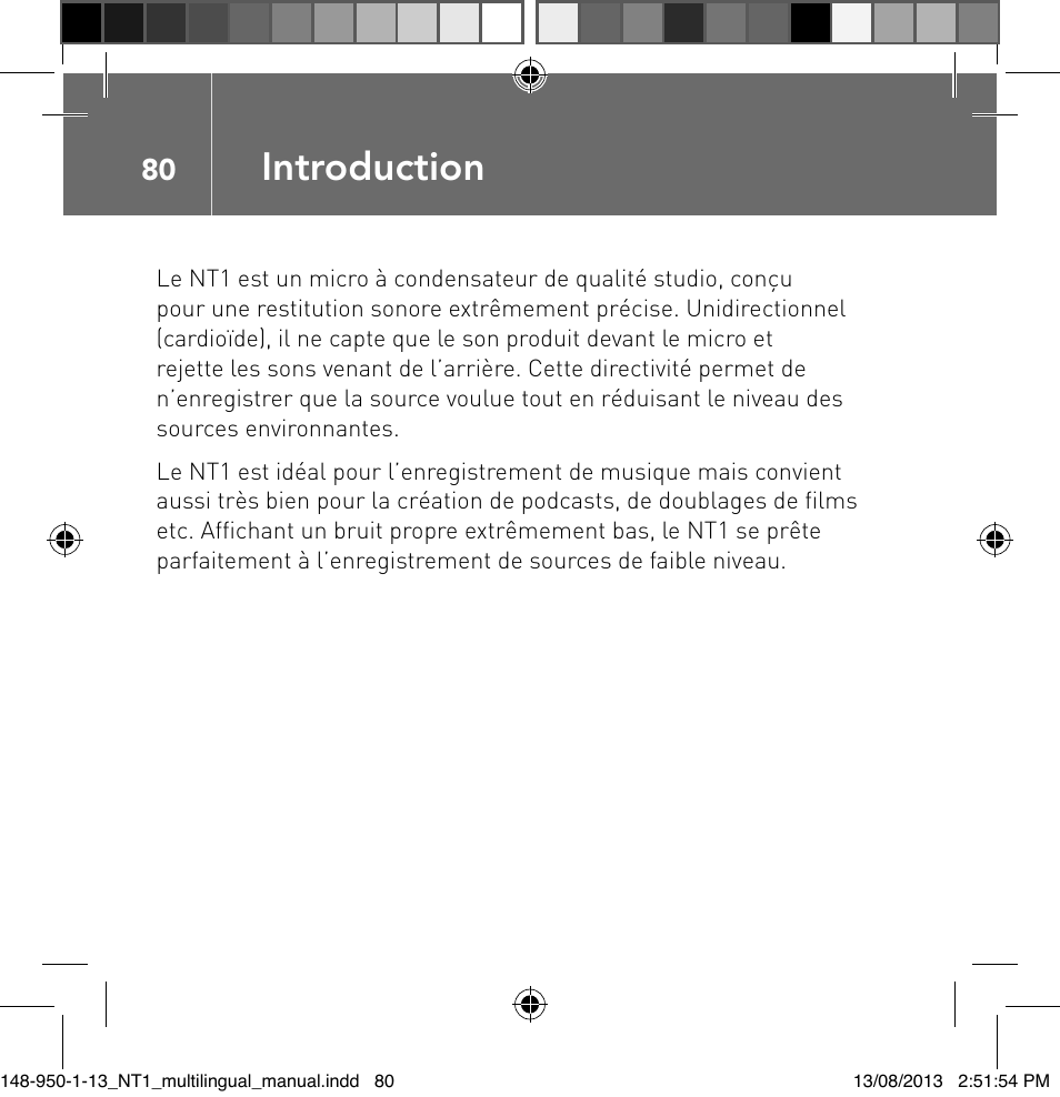 Introduction | RODE Microphones NT1 User Manual | Page 80 / 208