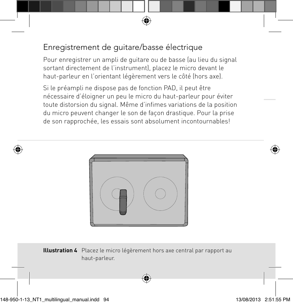 Enregistrement de guitare/basse électrique | RODE Microphones NT1 User Manual | Page 94 / 208