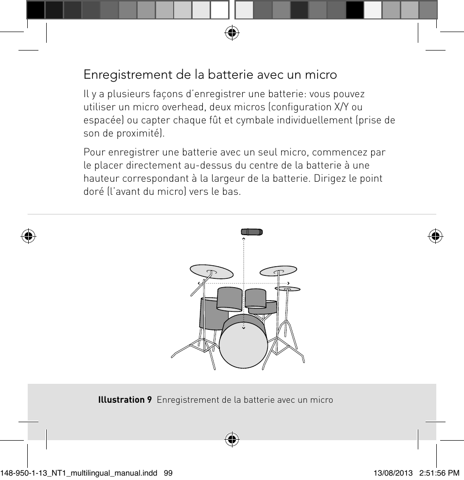 Enregistrement de la batterie avec un micro | RODE Microphones NT1 User Manual | Page 99 / 208