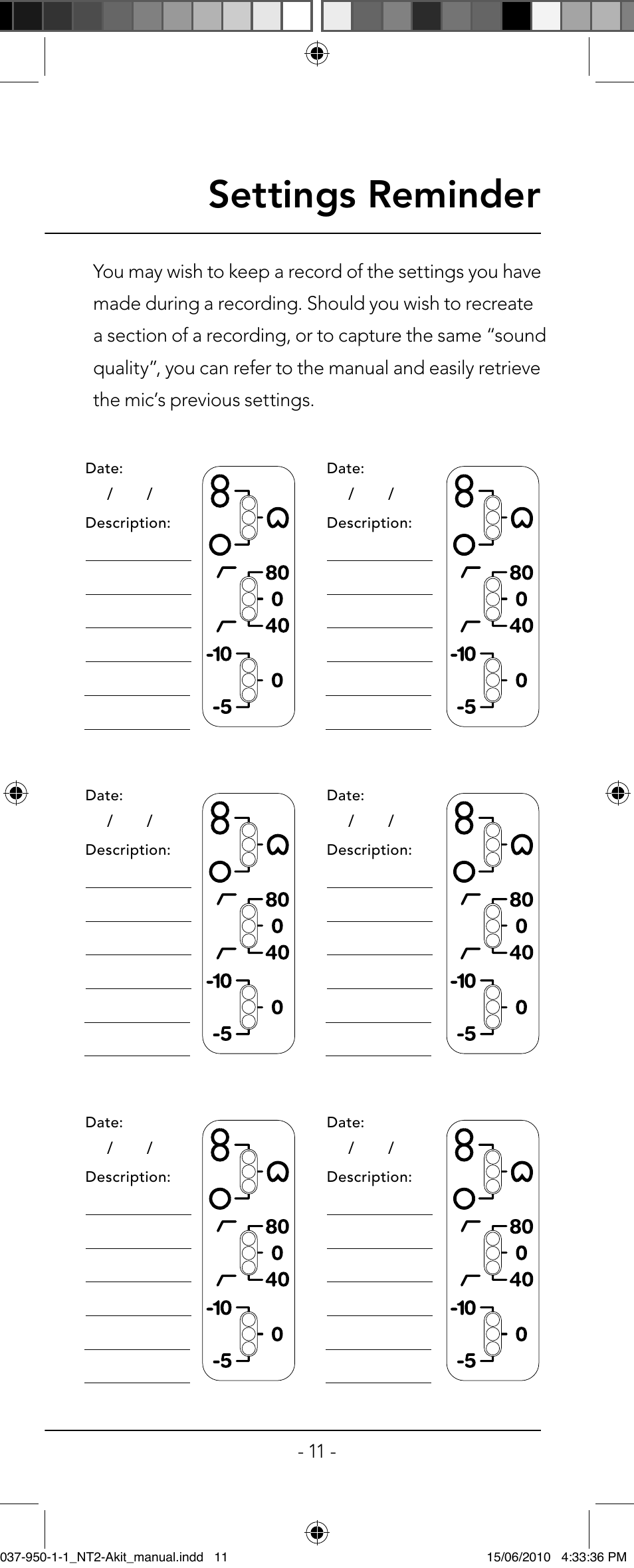Settings reminder | RODE Microphones NT2-A User Manual | Page 11 / 12