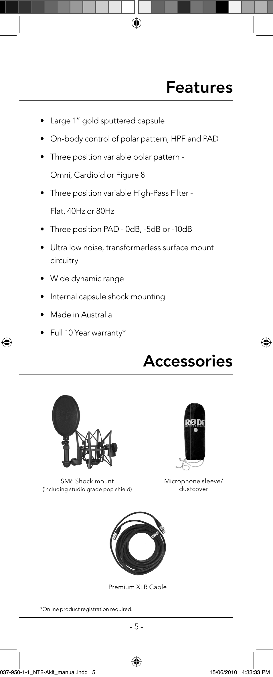 Accessories features | RODE Microphones NT2-A User Manual | Page 5 / 12