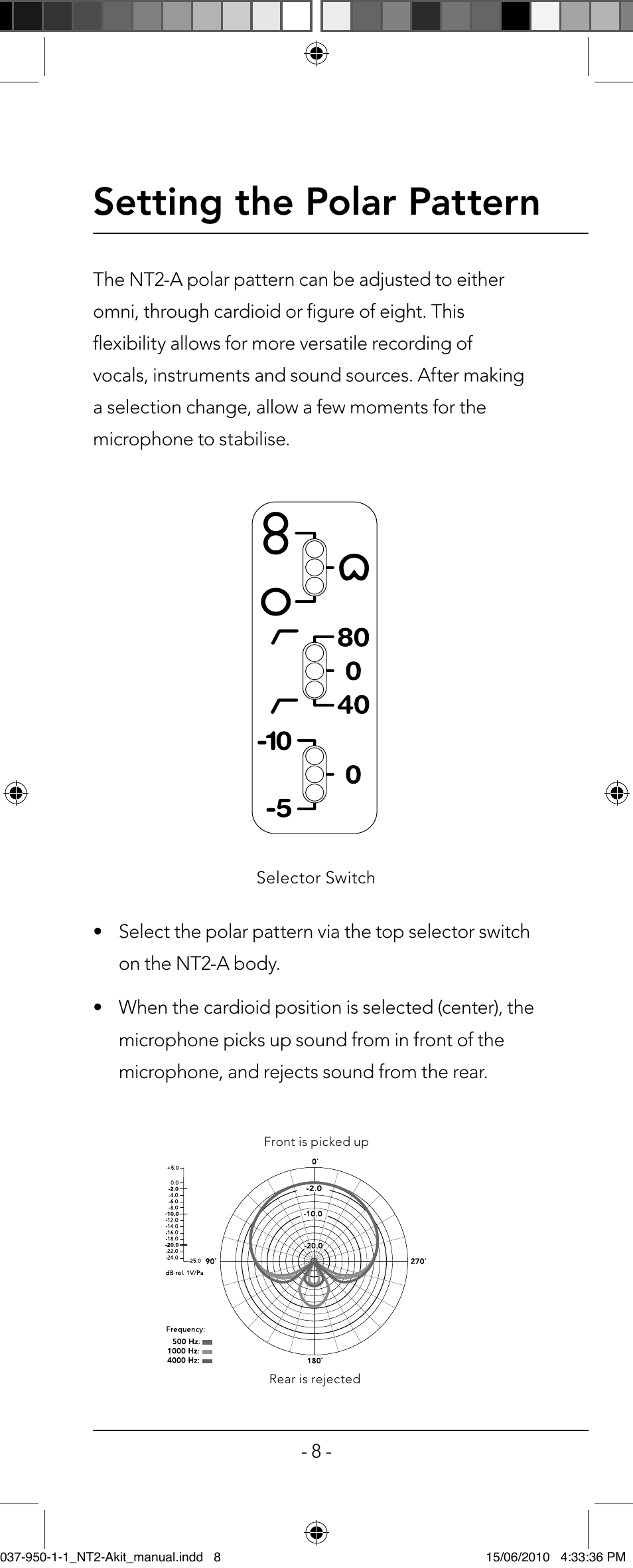 Setting the polar pattern | RODE Microphones NT2-A User Manual | Page 8 / 12