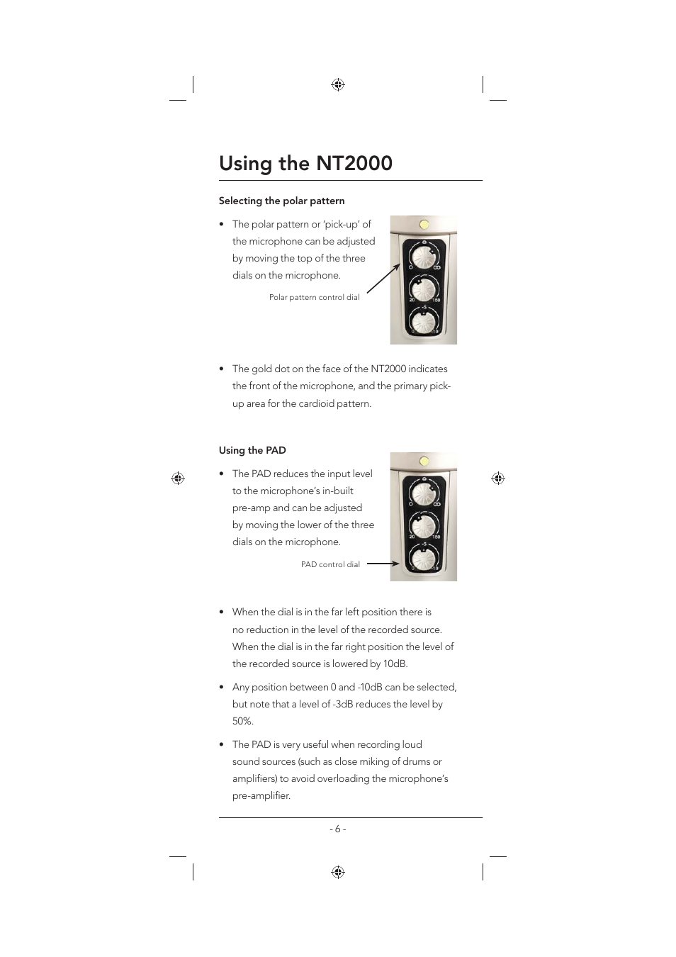 Using the nt2000 | RODE Microphones NT2000 User Manual | Page 6 / 12