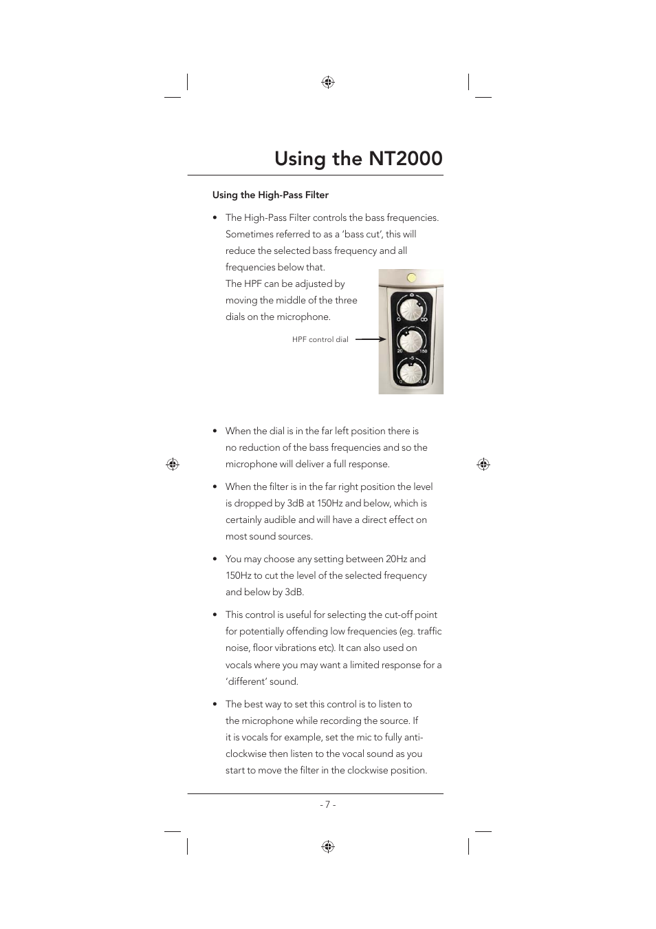 Using the nt2000 | RODE Microphones NT2000 User Manual | Page 7 / 12